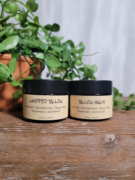 2 oz Tallow - Lavender, Sandalwood, Ylang Ylang, Rosemary and Neroli